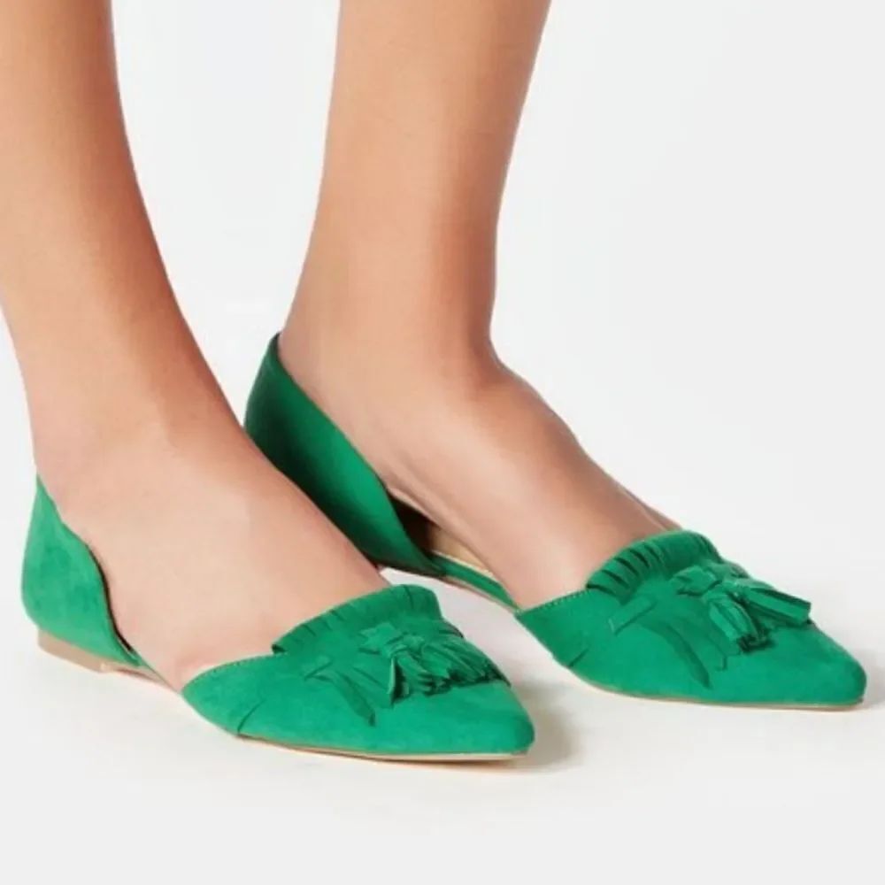 JUSTBAF BETINE POINTED TOE FRINGE D'ORSAY SLIP-ON WOMEN"S FLAT